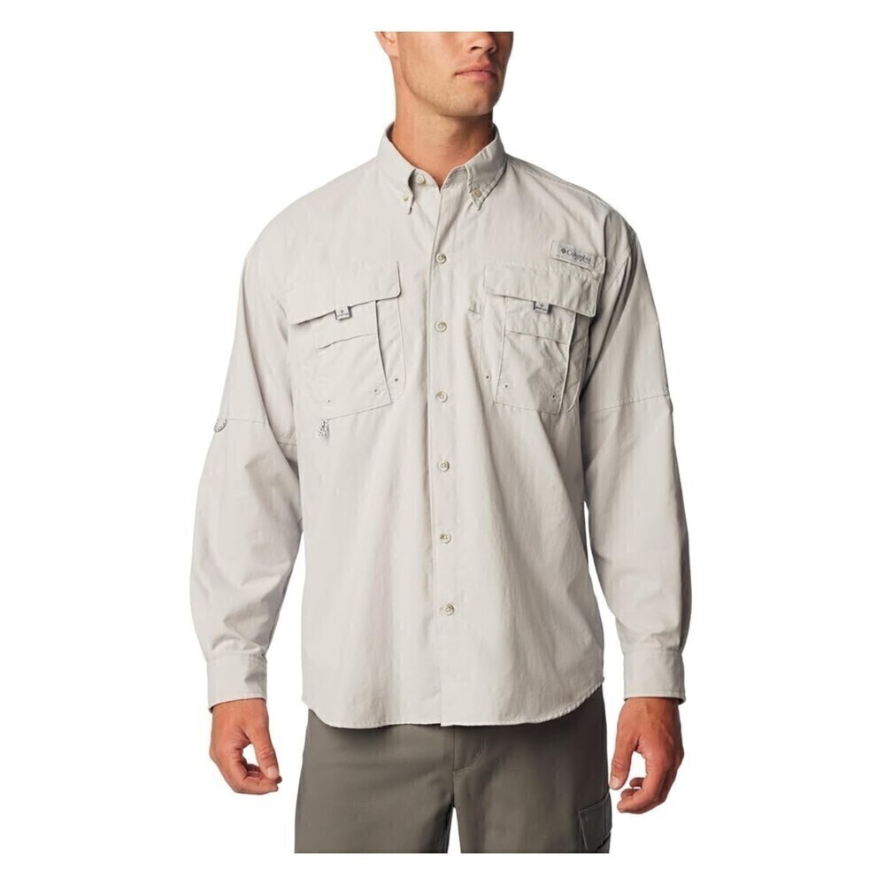 Columbia PFG Bahama II Long Sleeve Button Down Shirt Fishing in Beige Mens XL